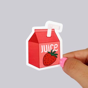 Strawberry Juice Carton Waterproof Sticker & Magnet | Berry Lover | Juice drink magnet | juice carton stickers |  juice box sticker