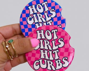 Hot Girls Hit Curbs  Ceramic Car Coasters car accessories new driver gift