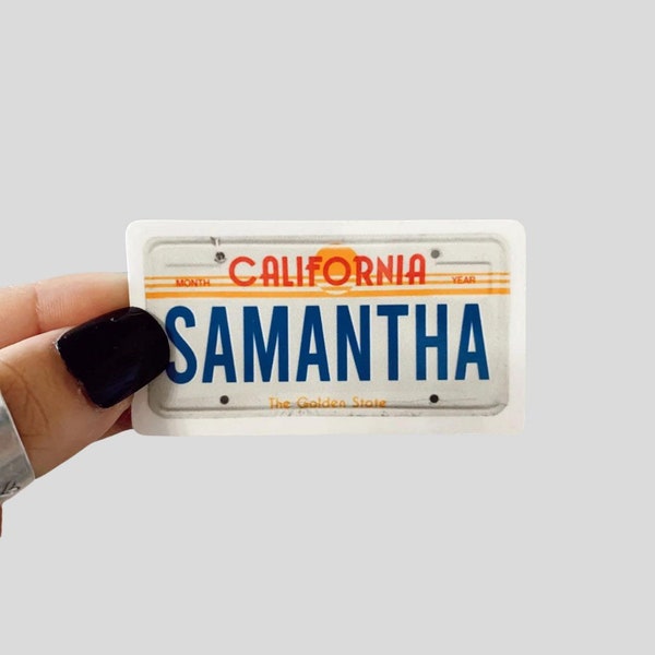 Personalized California Licenses Plate Waterproof Sticker | Waterproof Magnet | California Souvenir | Personalized Name Sticker