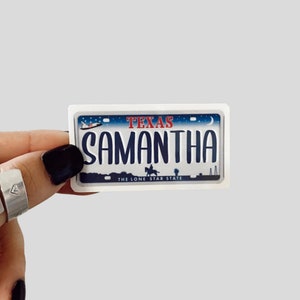 Personalized Texas Licenses Plate Waterproof Sticker | Waterproof Magnet | Texas Souvenir | Personalized Name Gift