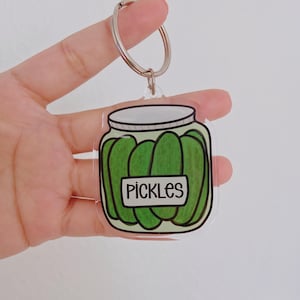 Pickle Jar Keychain | Pickle Lover Pickle Jar Acrylic Keychain | Dill Pickles, Whole pickles, food keychain