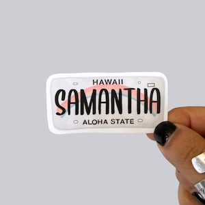 Personalized Hawaii Licenses Plate Waterproof Sticker | Waterproof Magnet | Hawaii Name Souven