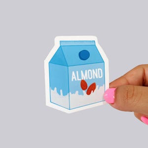 Almond Milk Carton Waterproof Vinyl Sticker or Magnet | Alternative Milk Lover Sticker | Almond Milk Magnet For Fridge | Health Food Drinks