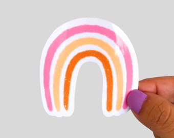 Pink Yellow and Orange Rainbow Waterproof Sticker Magnet
