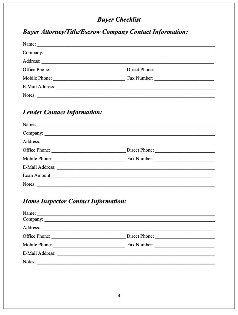 Buyer Checklist Real Estate Checklist Checklist for Real - Etsy