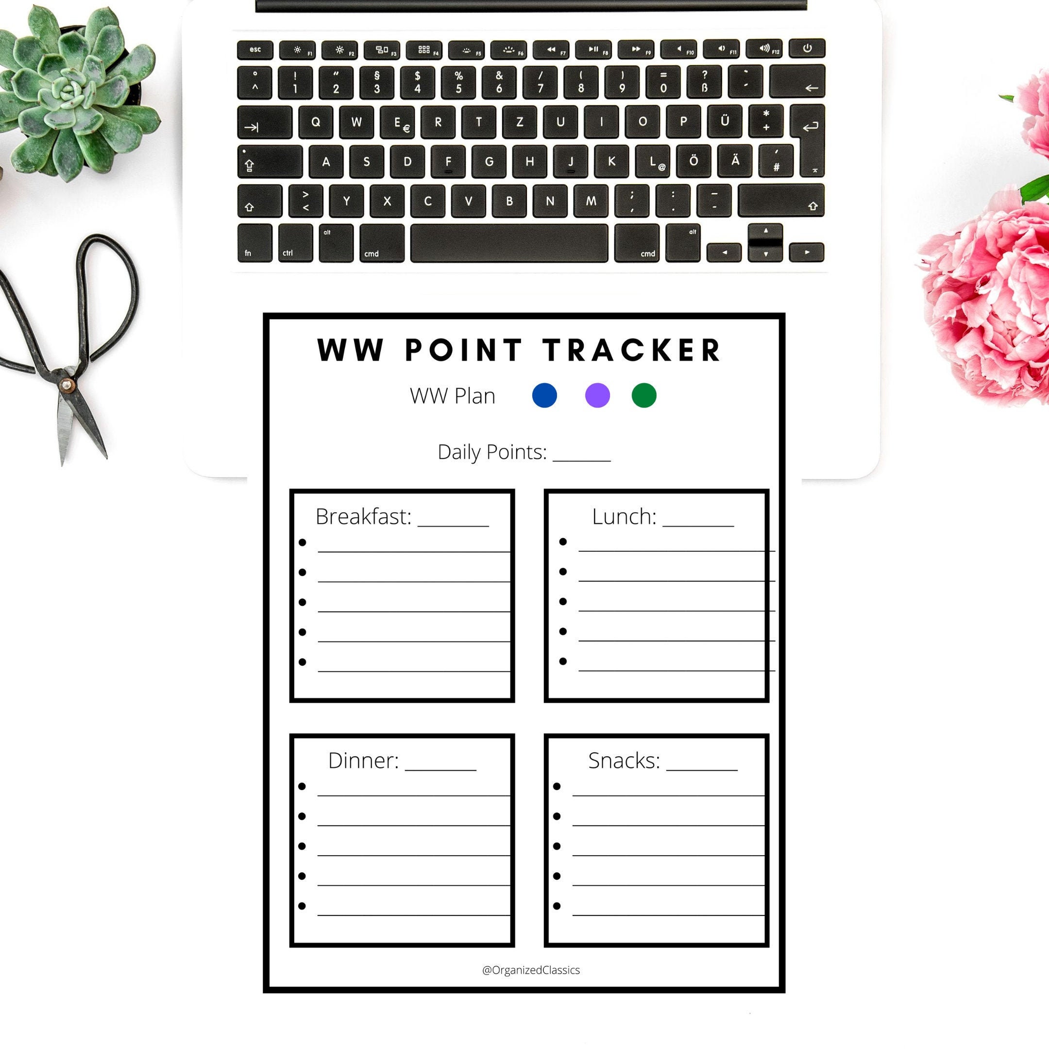 Weight Watchers Printable Weight Watchers Point Tracker Etsy