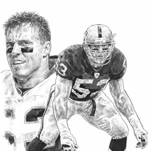 Bill Romanowski Lithograph - Limited Edition Artwork By Michael Mellett - Oakland Raiders Lithograph Collection