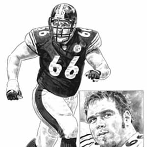 Alan Faneca Lithograph - Limited Edition Artwork By Michael Mellett - Pittsburgh Steelers Lithograph Collection