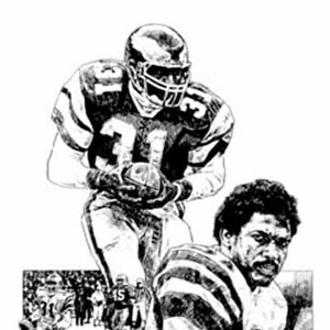 Wilbert Montgomery Lithograph - Limited Edition Artwork By Michael Mellett - Philadelphia Eagles Lithograph Collection