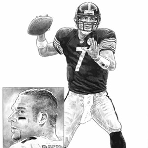 Ben Rothlisberger Lithograph - Limited Edition Artwork By Michael Mellett - Pittsburgh Steelers Lithograph Collection