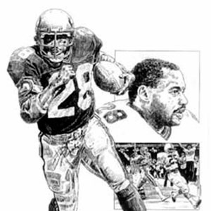 Curt Warner Lithograph - Limited Edition Artwork By Michael Mellett - Seattle Seahawks Lithograph Collection