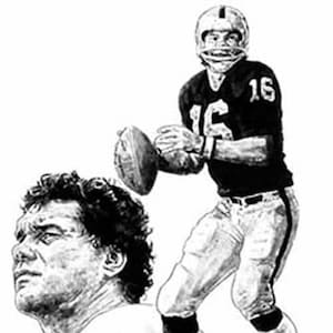 Jim Plunkett Lithograph - Limited Edition Artwork By Michael Mellett - Oakland Raiders Lithograph Collection