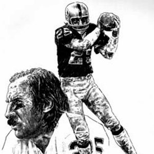 Fred Biletnikoff Lithograph - Limited Edition Artwork By Michael Mellett - Oakland Raiders Lithograph Collection
