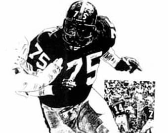Joe Greene Lithograph - Limited Edition Artwork By Michael Mellett - Pittsburgh Steelers Lithograph Collection