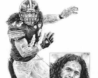 Troy Polamalu Lithograph - Limited Edition Artwork By Michael Mellett - Pittsburgh Steelers Lithograph Collection