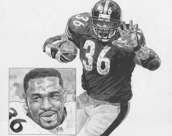 Jerome Bettis Lithograph - Limited Edition Artwork By Michael Mellett - Pittsburgh Steelers Lithograph Collection