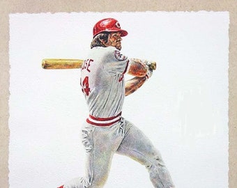 Pete Rose Lithograph - Limited Edition Artwork By Michael Mellett - On One Field - Cincinnati Reds