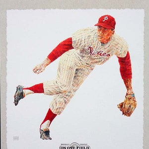 Jim Bunning Lithograph - Limited Edition Artwork By Michael Mellett - On One Field - Philadelphia Phillies