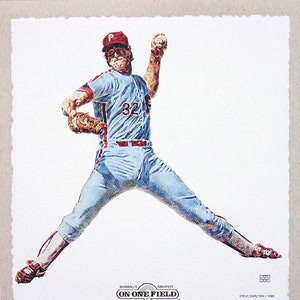 Steve Carlton Lithograph - Limited Edition Artwork By Michael Mellett - On One Field - Philadelphia Phillies