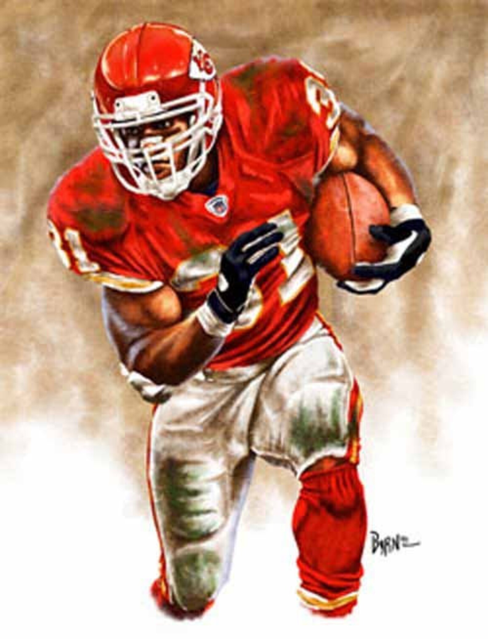 Priest Holmes Limited Edition Giclee by James Byrne Kansas City Chiefs