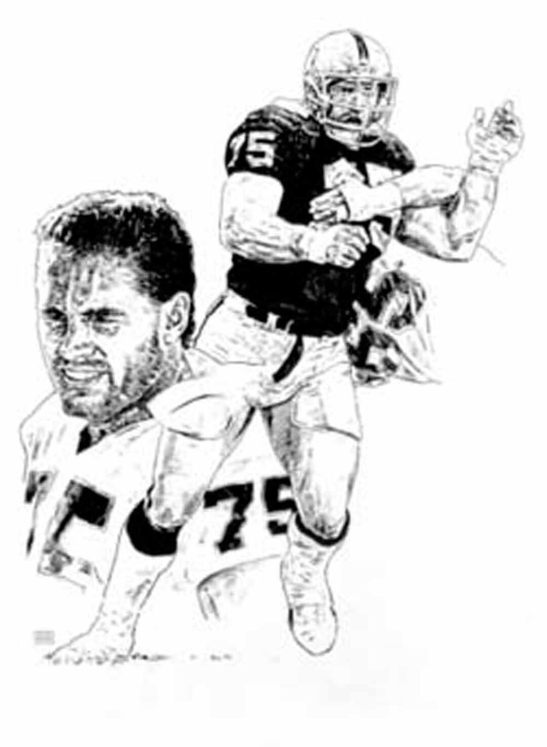 Howie Long Lithograph Limited Edition Artwork by Michael Mellett