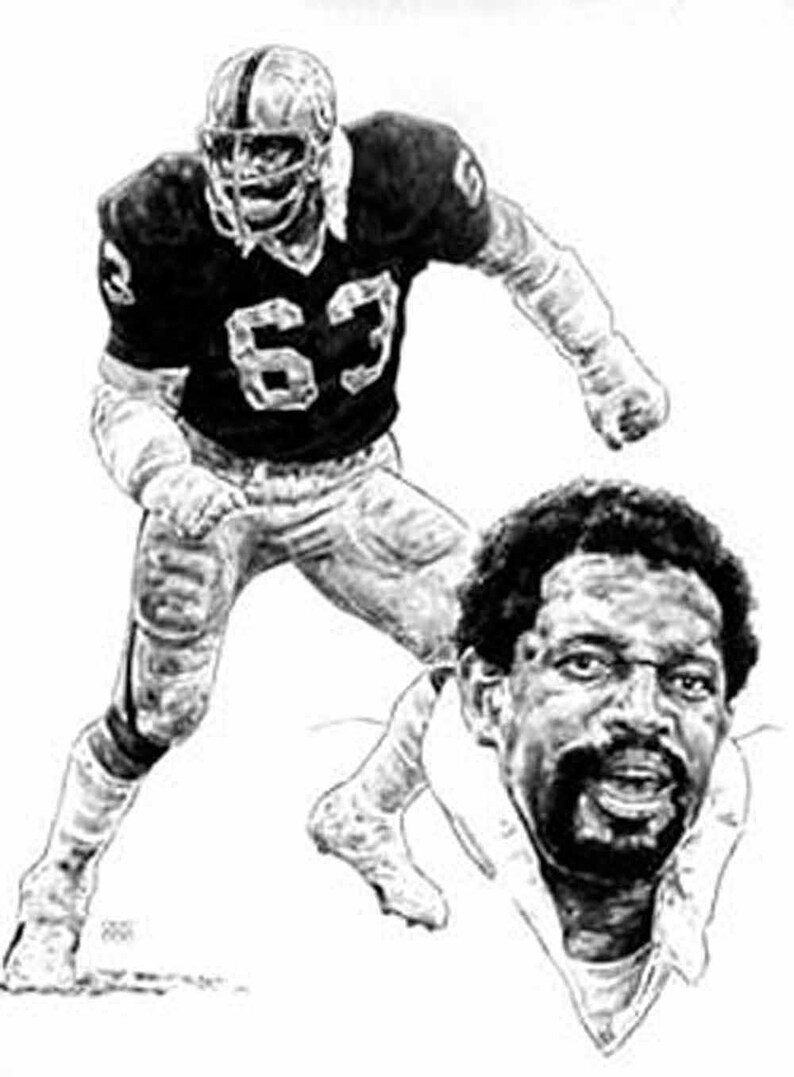 Gene Upshaw Lithograph Limited Edition Artwork by Michael Mellett