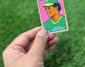 Rickey Henderson Mini Sticker Collectors Card (2 x 3 inch)