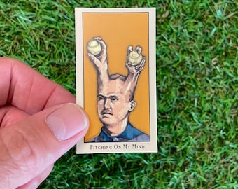 Pitching on my mind. Sticker card based on the tobacco cards.