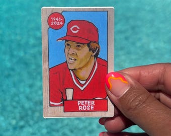 Pete Rose Mini Sticker Card (2 x 3 inch) artwork based on 1987 Topps Set
