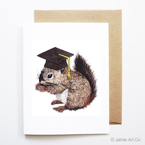Afstudeerkaart - eekhoorn, afstudeerkaart, college-afstuderen, middelbare school afstudeerder, gefeliciteerd afstudeerder, gefeliciteerd kaart, schattige dierenkaart, eekhoornkaart
