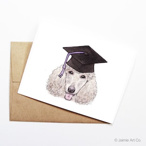 Biglietto di laurea - Barboncino, Biglietto di laurea, Laurea universitaria, Diplomato al liceo, Congratulazioni laureato, Biglietto di congratulazioni, Biglietto con cane carino