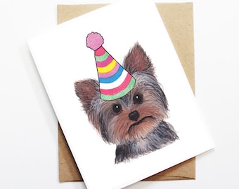 Birthday Card - Yorkshire Terrier, Dog Birthday Card, Cute Birthday Card, Dog Card, Bday Card, Kids Birthday Card, Friend Birthday Card