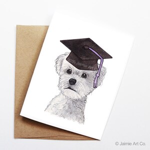 Graduation Card - Maltese, Grad Card, College Graduation, High School Grad, Congrats Grad, Congrats Card, Cute Dog Card