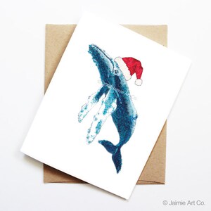Christmas Card - Whale, Cute Christmas Card, Animal Christmas Card, Holiday Card, Xmas Card, Seasonal Card, Christmas Card Set, Whale Card