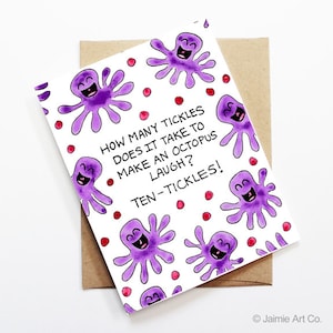 Funny Friend Card - Octopus, Thinking of You Card, Blank Card, Just Because Card, Cute Greeting Card, Friendship Card, Funny Card