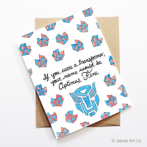 Tarjeta de amor divertida - Optimus Fine, tarjeta pensando en ti, tarjeta en blanco, tarjeta sólo porque, tarjeta de felicitación linda, tarjeta de aniversario, San Valentín divertido