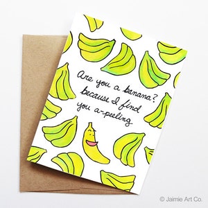 Lustige Liebeskarte - Banane, Denken an Dich, Karte, leere Karte, Karte, süße Grußkarte, Jubiläumskarte, lustiger Valentinstag