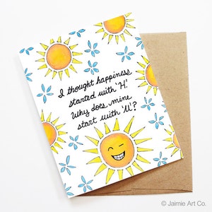 Tarjeta de amor divertida - felicidad, tarjeta de pensamiento en ti, tarjeta en blanco, tarjeta sólo porque, tarjeta de felicitación linda, tarjeta de aniversario, San Valentín divertido