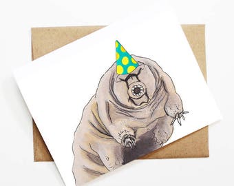 Birthday Card - Tardigrade, Animal Birthday, Animal Card, Cute Greeting Card, Kids Birthday Card, Baby Birthday Card, Blank Tardigrade Card