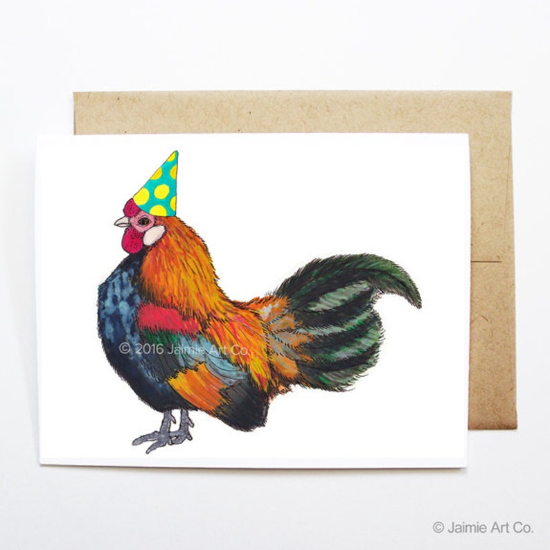 Tarjeta de cumpleaños gallo cumpleaños del animal tarjeta | Etsy