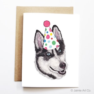 Geburtstagskarte - Husky, Hund Geburtstagskarte, Süße Geburtstagskarte, Hundekarte, Bday Karte, Kinder Geburtstagskarte, Freund Geburtstagskarte