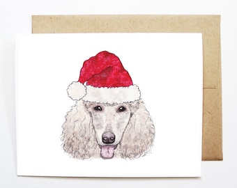 Christmas Card - Poodle, Dog Christmas Card, Cute Christmas Card, Holiday Card, Xmas Card, Seasonal Card, Christmas Card Set