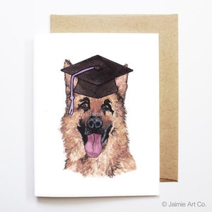 Abschlusskarte - Deutscher Schäferhund, Grad-Karte, College-Abschluss, Abitur, Glückwunschkarte, süße Hundekarte