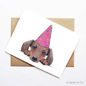 Cartão de aniversário - Dachshund, cartão de aniversário de cachorro, cartão de aniversário fofo, cartão de cachorro, cartão de aniversário, cartão de aniversário infantil, cartão de aniversário de amigo