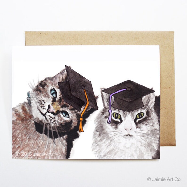 Graduation Card Cats Grad Card College Graduation High Etsy