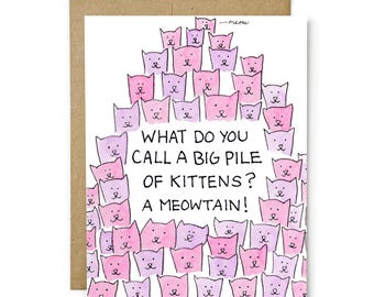 Funny Cat Greeting Card, Cute Kitten Joke Card, Cat Lover Gift, Thinking of You