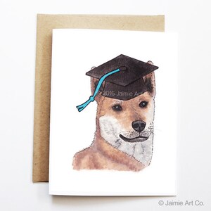 Carte de remise des diplômes - Jindo coréen, carte de diplômé, remise des diplômes universitaires, diplômé du secondaire, diplôme de félicitations, carte de félicitations, carte de chien mignon