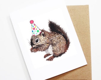 Birthday Card - Squirrel, Animal Birthday, Animal Card, Cute Greeting Card, Kids Birthday Card, Baby Birthday Card, Blank Squirrel Card