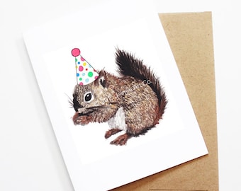 Tarjeta de cumpleaños - ardilla, cumpleaños de animales, tarjeta de animales, tarjeta de felicitación linda, tarjeta de cumpleaños para niños, tarjeta de cumpleaños del bebé, tarjeta de ardilla en blanco