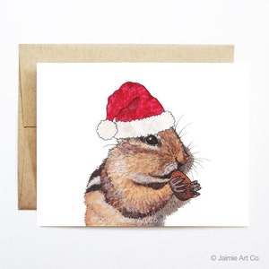 Christmas Card - Chipmunk, Cute Christmas Card, Animal Christmas Card, Holiday Card, Xmas Card, Seasonal Card, Christmas Card Set